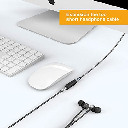 CableCreation 90 Degree TRRS 3.5mm Male to Female Audio Extension Cable, 4-Conductor, Right Angle, Slim and Flexible, Universal Compatible with Headphones