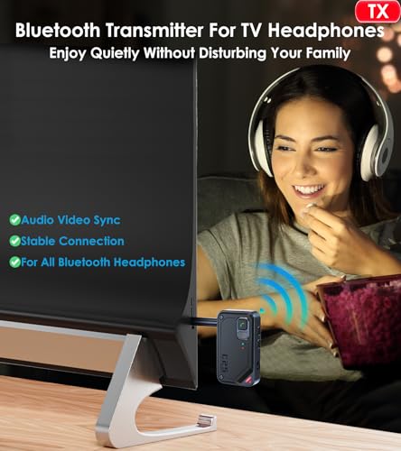 Airplane Bluetooth Adapter for AirPods Headphones AUX Adapter | Bluetooth Transmitter for TV/PC/Gym, AUX Bluetooth Receiver for Home Stereo/Car Handsfree Call, KAIY Transmitter Receiver