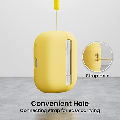 ORNARTO for AirPods Pro 2 Case, Hybrid Silicone, Yellow | Hybrid Silicone Rubber, Front LED Visible, Wireless Charging, Skin-Friendly Soft Touch, Anti-Scratch, Detachable Lanyard - color: Yellow