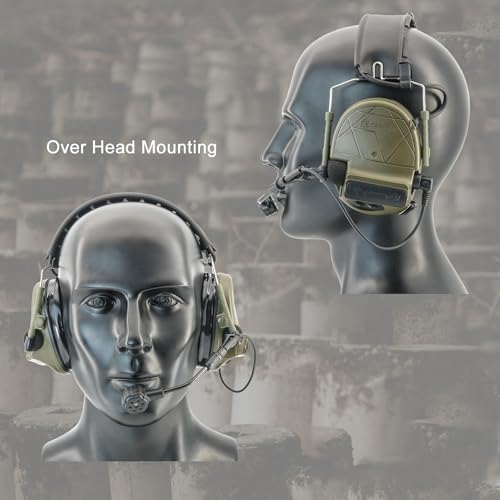 Tactical Headset Hearing Protection Sound Pickup Earmuff +U94 PTT+Detachable 7.0mm Cable for Airsoft Sports-HC5PRO(Green) - color: Green