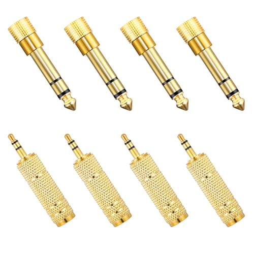 1/4 to 1/8 Audio Adapter, 3.5mm (1/8 inch) Male to 6.35mm (1/4 inch) Female | 8 Pcs, and 6.35mm (1/4) to 3.5mm (1/8), Stereo Audio Jack Converters, for Studio, Guitar, Microphone, Speaker, Hi-Fi Systems