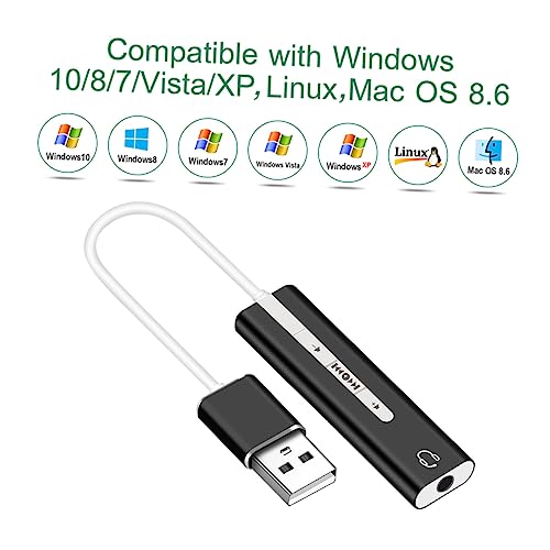 OSALADI 2pcs USB Sound Card Track for Computer Mic Earphone Support Play Volume Long-