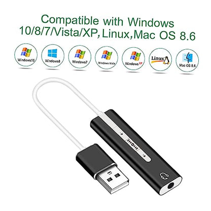 OSALADI 2pcs USB Sound Card Track for Computer Mic Earphone Support Play Volume Long-