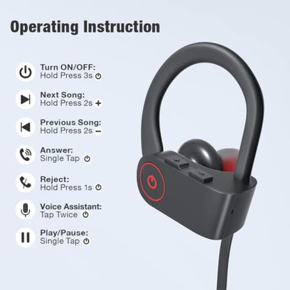 JOYWISE Bluetooth Headphones, 16H Playtime, AI Music Creation Earbuds | Wireless Headphones with Mic Sound Isolation, IPX7 Waterproof in-Ear Bluetooth 5.3 Earphones for Running, Gym, Workout - color: Black