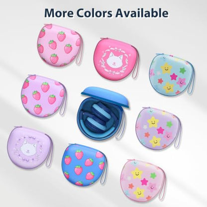 Kids Headphones Case for Tonies/iClever Etc Headphone,Cat Blue,Case Only | for iClever BTH12 HS19 BTH20 BTH22 BTH26/Candy Bila/Acer/JBL Junior 320/MIDOLA/JoySpark/ADOOPE Etc Girls Boy Kid Headphone - color: Cat Blue