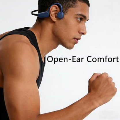 Bone Conduction Headphones,with Built-in Mic swimming bone conduction headphones,Waterproof Lightweight For bluetooth earphones Stable to wear MP3 IPX8for Running,Cycling,Hiking,Driving,Gym (blue) - color: Blue