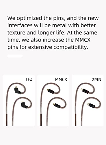 keephifi Earphone Upgraded Cable CCZ【XI】 6N Single Cystal Copper Replacement Headsets Wire CCZ Plume Standard Cable for BLON KZ TRN TIN Audio Cable (MMCX 4.4MM, Brown) - size: MMCX 4.4MM