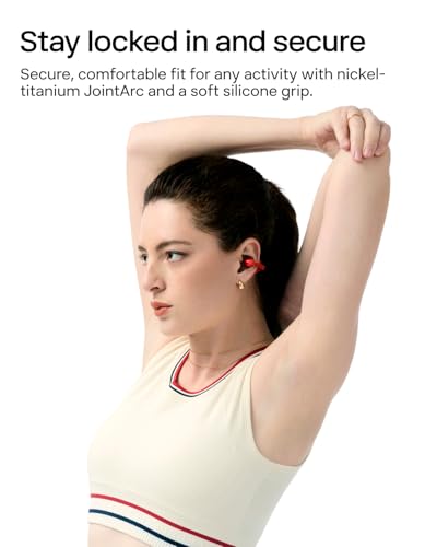 SHOKZ OpenDots ONE Open-Ear Clip-On Bluetooth Earbuds, Red, Dolby Audio - color: Red