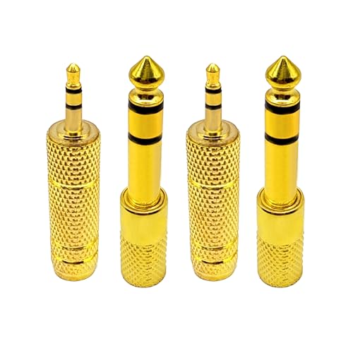 3.5MM Male to 6.35MM Female Adapter 1/4 to 1/8 Audio Jack Adapter for Guitar Headphone 4 Pack - color: Gold