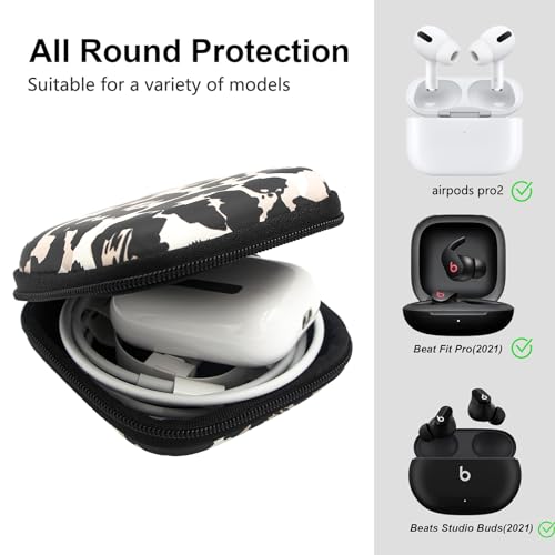 Earbud Case,Headphone Organizer Earbud Storage Bag, Hard EVA Shockproof Cover Carrying Case with Carabiner Clip Compatible with AirPods 5 4 AirPods Pro 2nd /3/2 Bose Galaxy Buds (Leopard) - color: Leopard