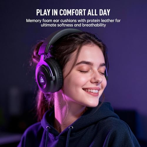 EKSA E900WT Wireless Gaming Headset with Microphone for PC Ps5 Ps4 - color: Purple