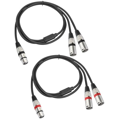2 Pack 5 FT XLR Female to Dual Male Y Splitter Cable, Female XLR to 2 Male Y Cable Splitter 1 F to 2 M for Micphone Mixer - color: 1 XLR F To 2 XLR M, size: 5FT 2Pack