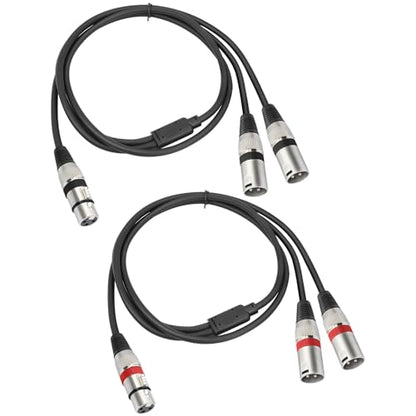 2 Pack 5 FT XLR Female to Dual Male Y Splitter Cable, Female XLR to 2 Male Y Cable Splitter 1 F to 2 M for Micphone Mixer - color: 1 XLR F To 2 XLR M, size: 5FT 2Pack