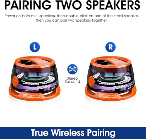 G200 Black Mini Magnetic Bluetooth Speaker with Kickstand | IPX4 Waterproof, Full-Range Stereo Sound, TWS Pairing, RGB Lights, Grad Gift, Travel, Cycling, Hiking, Golf, Gym Yoga, Beach - color: Black