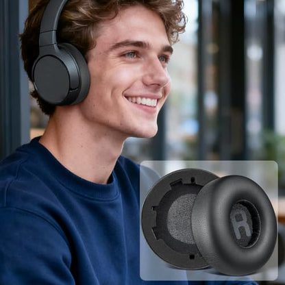 SOULWIT Earpads Replacement for JBL Tune 600(T600BTNC 600BTNC)/660(T660NC 660NC)/670(T670NC 670NC) Headphones, Ear Pads Cushions with Soft Protein Leather, Noise Isolation Foam - Black - color: Black