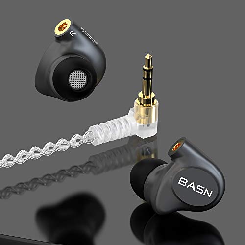 BASN Metalen 4 Drivers in-Ear Monitor Headphones, Wired Earbuds, Gray | 2BA+2DD Musicians Noise Isolating IEMs with Deep Bass, Two Detachable MMCX Cables with Case for Singers,Drummers,Bassists - color: Gray