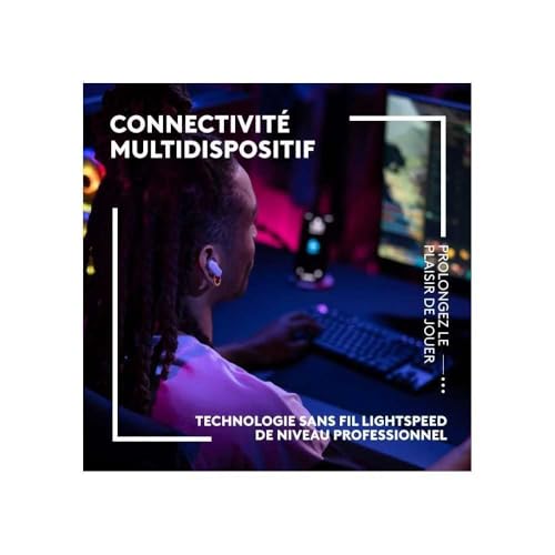 Logitech G FITS True Wireless Gaming Headphones, Custom Molded Fit, LIGHTSPEED + Bluetooth, Four Ray Generating Microphone, PC, Mac, PS5, PS4, Mobile, Nintendo Switch - White