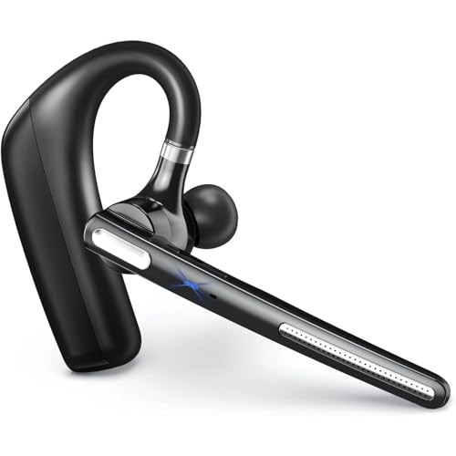 Bluetooth Headset, Wireless V5.4 Bluetooth Earpiece with Dual Noise Cancellation Mic with iPhone and Android, 110H Talktime Hands-Free Headphone for Trucker/Business/Office (Black)