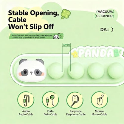 Panda Cable Organizer, Adorable Animal-Shaped Cable Clips, Desk Cable Management Cord Holder for Home and Office, Cute Wire Clips for Headphones, Chargers, USB Cables (2-Pack)