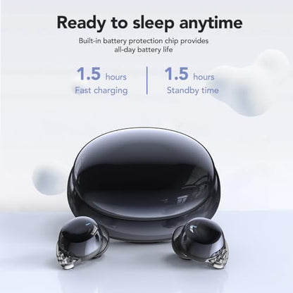 MS216 Sleep Earbuds Bluetooth 6.0 in Ear Light-Weight Headphones, Mini Sleep Headphones Small Design for Side Sleepers, Ear Buds for Sleeping, Blocks Snoring Noise, 60H Battery, HD Calls, Black