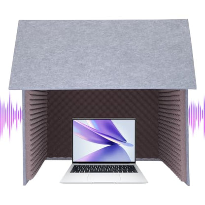 Desktop Soundproof Cover, 80x80cm Portable Vocal Isolation Booth with Acoustic Foam, Microphone Isolation Booth Cube, Noise Reducing Shield for Microphone, Streaming, and Office Privacy (Purple) - color: Purple