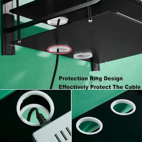 Floating Shelf, Wall Mount Shelf Steel Mount with Cable Management Holes, Space Saving Multimedia Shelf for DVD Player Game