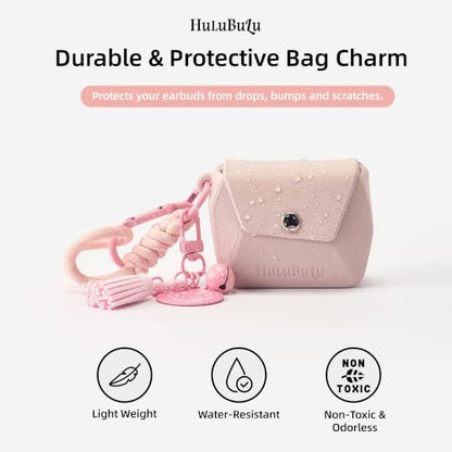 Bubble Pod Wireless Earbuds Case, Shockproof Waterproof EVA Case with Strap & Smiley Charm for Girls,Teens,Gift（Pale Pink） - color: Pale Pink