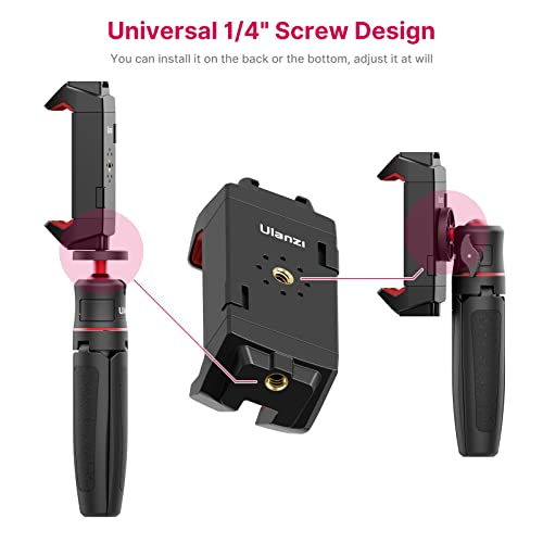 ULANZI ST-29 Phone Tripod Mount, 2-in-1 Tablet Smartphone Holder Adapter | Cold Shoe Mount, Dual 1/4" Screw Holes for tripod, 2.6"-8.8" Extend Clip Clamp Compatible with iPad, iPhone, Android