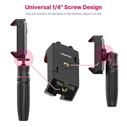 ULANZI ST-29 Phone Tripod Mount, 2-in-1 Tablet Smartphone Holder Adapter | Cold Shoe Mount, Dual 1/4" Screw Holes for tripod, 2.6"-8.8" Extend Clip Clamp Compatible with iPad, iPhone, Android