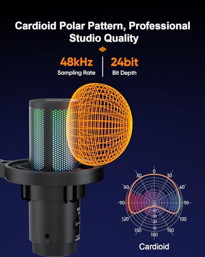 COMICA Ejoy Uni(D) USB Gaming Microphone with Noise Reduction, RGB Lights - color: Black