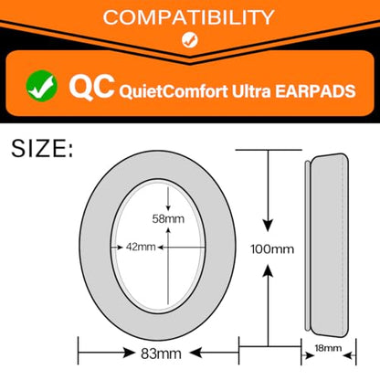 TRANSTEK Earpads Compatible with QC QuietComfort Ultra Headphones I Breathable Softer Velour, Thicker QC Replacement Ear Cushions (Velour)