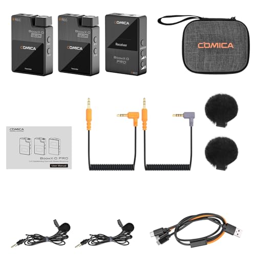 COMICA BoomX-D PRO Wireless Lavalier Microphone Built-in 16GB Recorder | Noise Cancelling & Safety Track, for DSLR Camera, iPhone, Android, PC, Dual Lapel Mic for Vlog, Youtube Recording