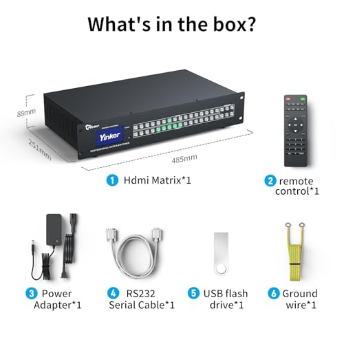 16x16 Seamless 4K HDMI Matrix with Video Wall Controller & 3.5mm Audio I/O | 6 Controls, Web GUI & IR | Custom Splicing | 4K@30Hz Downscale HDCP 1.4 EDID | Audio Embedding & Extraction | 2U Rackmount - size: HDMI Matrix 16x16 w/Video Wall