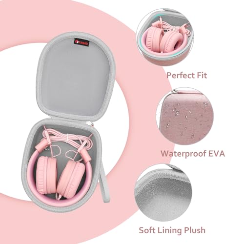 Kids Headphones Case for iClever/Noot/Acer Etc Kid Headphone,Pink,Case Only - color: outer pink + inner white