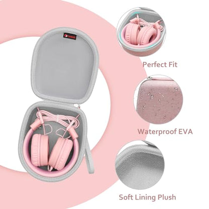 Kids Headphones Case for iClever/Noot/Acer Etc Kid Headphone,Pink,Case Only - color: outer pink + inner white