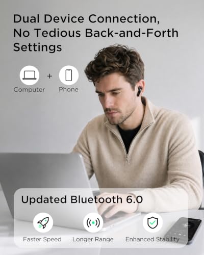 TALIX T30 Noise Cancelling Earbuds with Phone Stand, Punchy Bass, 4-Mic, True Wireless Bluetooth 6.0 in Ear Headphones, 28H Playtime, IPX4 (Black) - color: Black