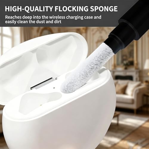 2-Pack Cleaning Brush Pen Set for Earbuds and Phones, Plastic Compact Cleaner Tool with Metal Tip (Black,White) - color: White + Black