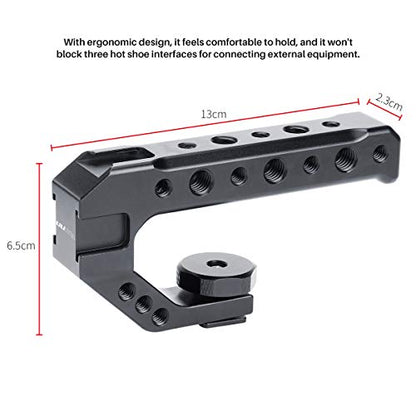 UURig R005 Camera Hot Shoe Top Handle Grip, Universal Video Stabilizing Rig W 3 Cold Shoe Adapters for Sony A7III to Mount Microphone, LED Light, Monitor, Easy Low Angle Shots Metal