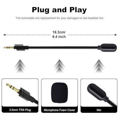 Replacement G733 Microphone Compatible with Logitech G733 Lightspeed Wireless Gaming Headsets, 3.5mm Detachable Noise Cancelling Mic Boom for PC, Xbox One, PS4, PS5