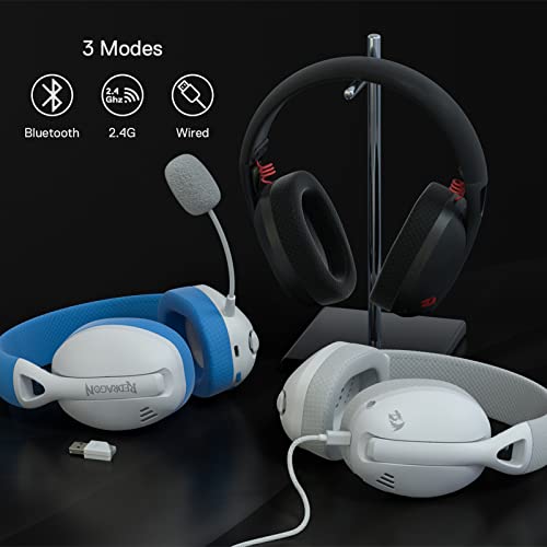 Redragon H848 BT Wireless Gaming Headset - Lightweight - 7.1 Surround Sound - 40MM Drivers - Detachable Microphone - Multi Platforms for PC, PS5/4/3, Switch, Mobile - color: Black
