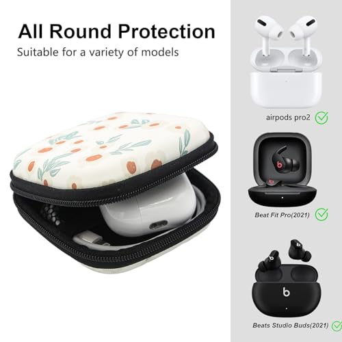 Earbud Case,Headphone Organizer Earbud Storage Bag, Hard EVA Shockproof Cover Carrying Case with Carabiner Clip Compatible with AirPods 5 4 AirPods Pro 2nd /3/2 Bose Galaxy (Small Flower) - color: Small Flower