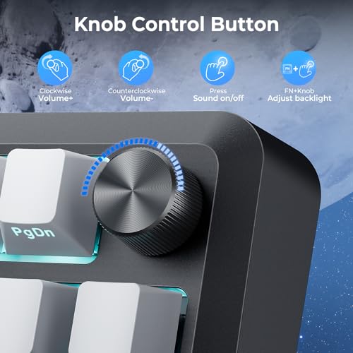 Redragon K688SP-RGB-PRO 96% Three-Mode Mechanical Keyboard Gasket Structure RGB hot Plug 8000mAh with knob Black and Gray Gradient Side Engraved keycaps - color: Gray Gradient