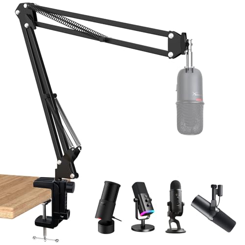 SoloCast Boom Arm Mic Stand, Adjustable Suspension Boom Scissor Arm Stand Compatible with HyperX SoloCast 2 & 1 Gaming Microphone by SUNMON - color: HyperX SoloCast Boom Arm