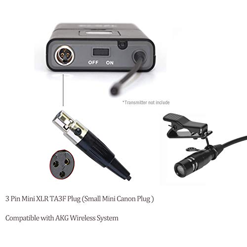 Lavalier Microphone Lapel Microphone Compatible with AKG Samson Wireless Transmitter - Unidirectional Condenser Mic - Mini XLR TA3F Plug - size: Mini XLR TA3F Plug for AKG Only
