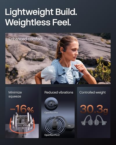 SHOKZ OpenRun Pro 2 Bone Conduction Bluetooth Sport Headphones, Black | Bundle with Reflective Strip；Open-ear awareness; DualPitch premium sound；Smart Mic; IP55; 12H battery; Running/cycling/hiking - color: Black, size: Standard
