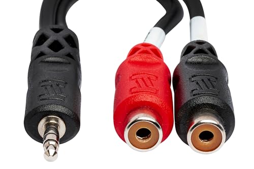 Hosa YRA-154 3.5 mm TRS to Dual RCAF Stereo Breakout Cable, 6 Inches | Audio signal splitting with 3.5mm TRS male and dual RCA female connectors