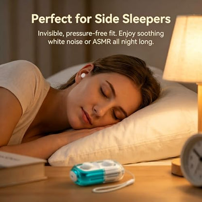 Ultra-Mini Sleep Earbuds for Side Sleepers, Bluetooth 6.0 Invisible Earphones with Fidget Toy Case, 30H Playtime, IPX5 Sweatproof, Touch Control for ASMR, Work, Commute & Travel - color: Black