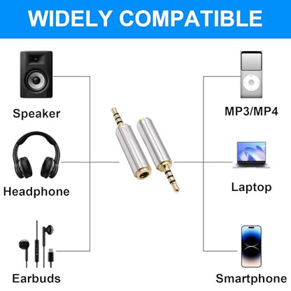 2.5mm to 3.5mmm TRRS Audio Adapter Connector 4pcs | 4Pole 2.5mm Male to 3.5mm Female Stereo Converter,for Mic Phones Headphone Tablets