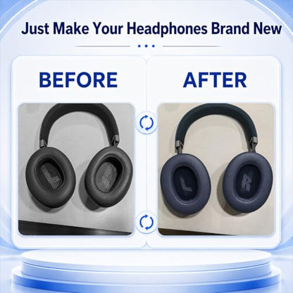 Replacement Ear Pads for JBL E65BTNC/Live 650BTNC/Live 770NC/Live 660NC/Duet NC Headphone, Extra Thick Cushions, Ear Cups Cover, Soft Leather＆Memory Foam Headset Earpads (Black) - color: Black