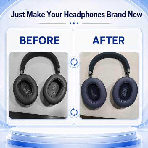 Replacement Ear Pads for JBL E65BTNC/Live 650BTNC/Live 770NC/Live 660NC/Duet NC Headphone, Extra Thick Cushions, Ear Cups Cover, Soft Leather＆Memory Foam Headset Earpads (Blue) - color: Blue